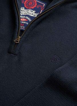 Maillot Superdry Henley bleu marine pour homme
