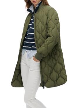 Parka Superdry Quilted verte pour femme.