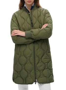 Parka Superdry Quilted verte pour femme.