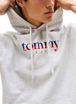 Sweat à capuche Tommy Jeans Hoodie DNA gris pour homme