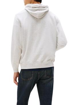 Sweat à capuche Tommy Jeans Hoodie DNA gris pour homme