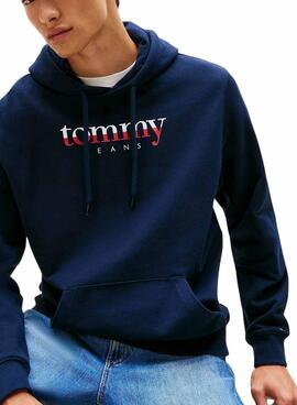 Sweat à capuche Tommy Jeans Hoodie DNA bleu pour homme