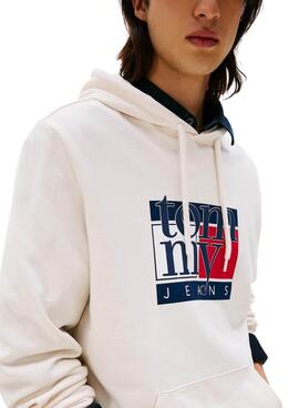 Sweatshirt Tommy Jeans Flag blanc pour homme