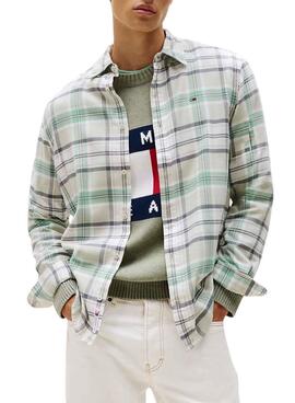 Chemise Tommy Jeans Flanelle verte pour homme
