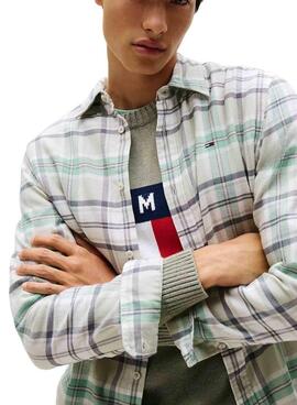 Chemise Tommy Jeans Flanelle verte pour homme