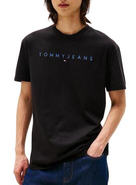 T-shirt Tommy Jeans Logo linéaire noir pour homme