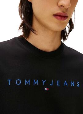 T-shirt Tommy Jeans Logo linéaire noir pour homme