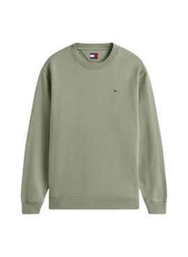 Maillot Tommy Jeans Crew vert pour homme.