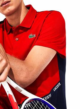 Polo Lacoste Sport Colorblock Rouge pour Homme