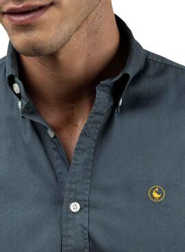 Chemise Le Ganso teinte en pétrole pour homme