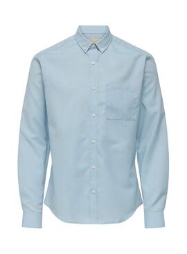 Chemise Only and Sons Alvares bleue Oxford slim pour homme