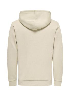 Sweatshirt Only and Sons Chase beige régulière pour homme