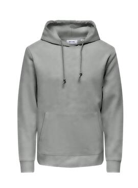 Sweat à capuche Only and Sons Chase gris régulier pour homme