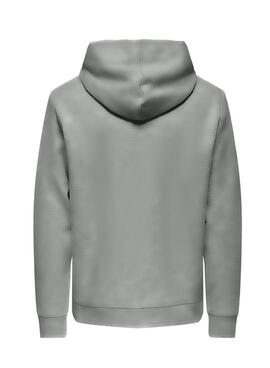 Sweat à capuche Only and Sons Chase gris régulier pour homme