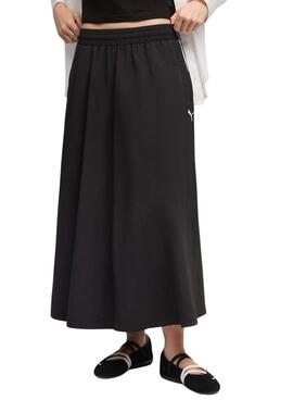 Jupe Puma T7 tissée midi noir pour femme