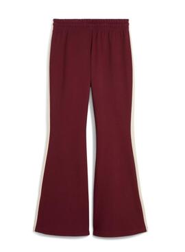 Pantalon de sport Puma évasé grenat T7 pour femme.