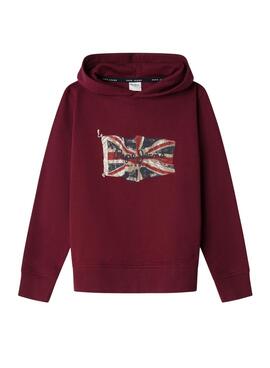 Sweat à capuche Pepe Union Jack bordeaux pour enfant