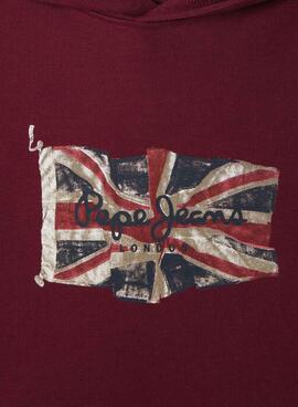 Sweat à capuche Pepe Union Jack bordeaux pour enfant