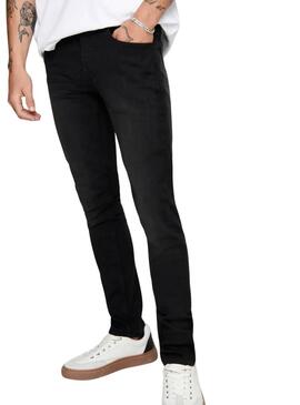 Pantalon en jean noir Only and Sons Loom pour homme.