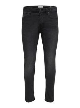 Pantalon en jean noir Only and Sons Loom pour homme.