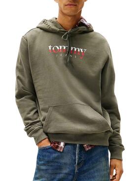 Sweat à capuche Tommy Jeans DNA vert pour homme