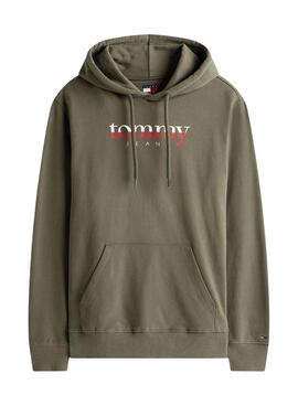 Sweat à capuche Tommy Jeans DNA vert pour homme