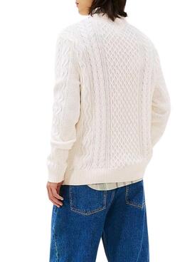 Maillot Tommy Jeans Cable blanc pour homme