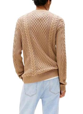 Maillot Tommy Jeans Cable beige pour homme