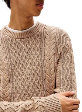 Maillot Tommy Jeans Cable beige pour homme