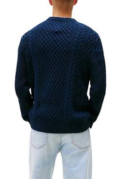 Maillot Tommy Jeans Cable bleu marine pour homme