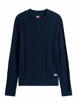 Maillot Tommy Jeans Cable bleu marine pour homme