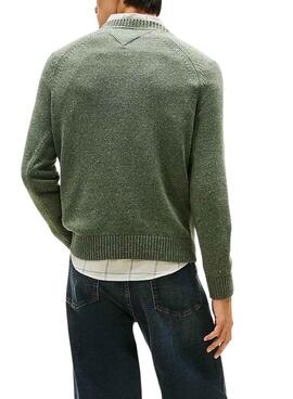Maillot Tommy Jeans Slim Linear Logo vert pour homme.