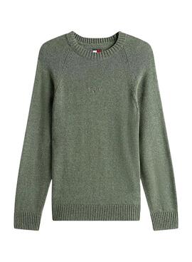 Maillot Tommy Jeans Slim Linear Logo vert pour homme.
