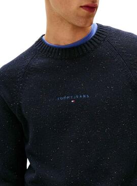 Maillot Tommy Jeans Slim Linear Logo bleu marine pour homme