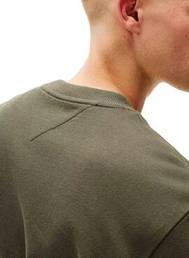 Sweatshirt Tommy Jeans Crew Flag verte pour homme