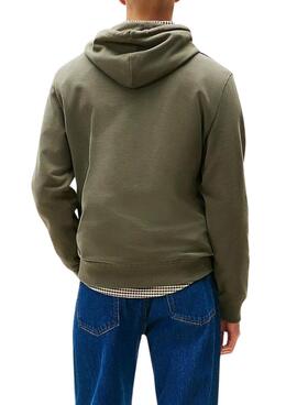 Sweat à capuche Tommy Jeans Flag vert pour homme