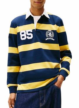 Polo Tommy Jeans Rugby bleu et jaune pour homme