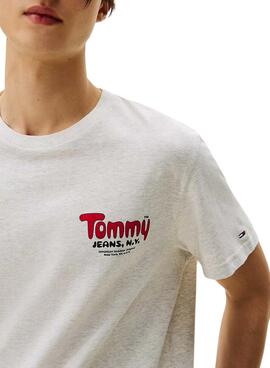 T-shirt Tommy Jeans Font Play gris pour homme