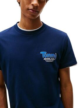 T-shirt Tommy Jeans Font Play bleu marine pour homme