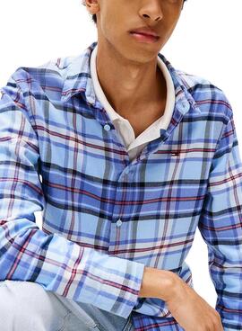Chemise Tommy Jeans Flannel bleue pour homme