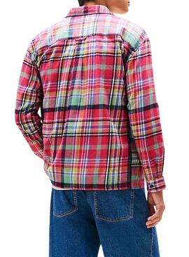 Chemise surdimensionnée Tommy Jeans Utility Flannel rose pour homme