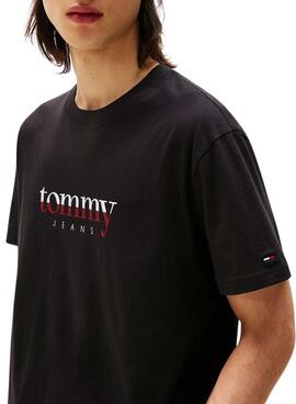 T-shirt Tommy Jeans DNA noir pour homme