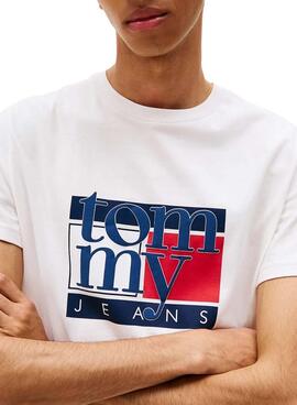 T-shirt Tommy Jeans Flag blanc pour homme