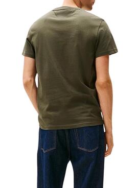 T-shirt Tommy Jeans Flag verte pour homme