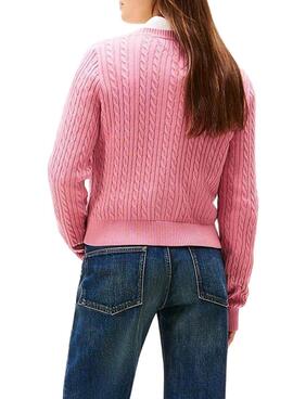 Maillot Tommy Jeans Cable rose pour femme