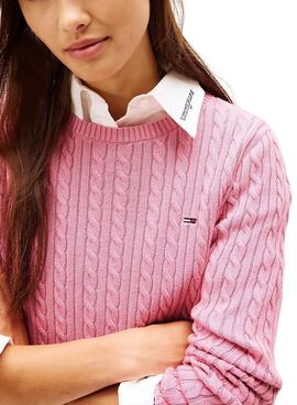 Maillot Tommy Jeans Cable rose pour femme