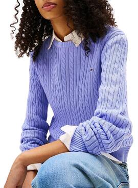 Maillot Tommy Jeans Cable bleu pour femme