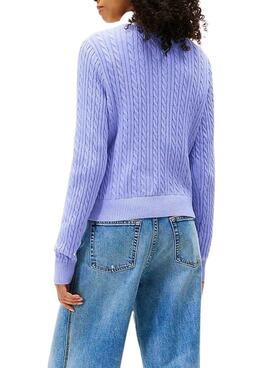Maillot Tommy Jeans Cable bleu pour femme