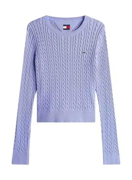 Maillot Tommy Jeans Cable bleu pour femme