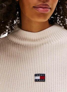 Maillot Tommy Jeans Mockneck blanc pour femme